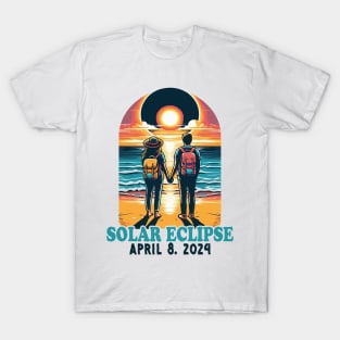 Total Solar Eclipse April 8 2024 Cute Couples Matching Wife and Husband T-Shirt